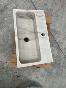 Lavabo en marbre blanc de Chine moderne avec drain pour hôtel, design en pierre polie, prix compétitif - Product Image 2