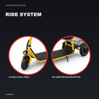 Scooter électrique à trois roues 250W avec siège, batterie 36V 3.6Ah, panier arrière, éclairage LED, pliable, autonomie 8km, vitesse 18km/h, pour enfant