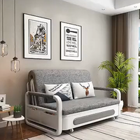 Sillón Cama Plegable de Metal Moderno, Sofá Cama de 3 Plazas, Diván Multifuncional para Sala de Estar