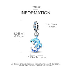 Bạc Màu Xanh <span class=keywords><strong>Gecko</strong></span> Mặt Dây Chuyền Quyến Rũ Với Zircon Đồ Trang Sức Thời Trang Cho Trẻ Em Của Phụ Nữ Món Quà Bên - Product Image 2