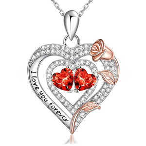Cadeaux de Noël personnalisés pour femme - Collier en <span class=keywords><strong>argent</strong></span> sterling 925 <span class=keywords><strong>avec</strong></span> double <span class=keywords><strong>pierre</strong></span> de naissance, cadeaux <span class=keywords><strong>d</strong></span>'anniversaire pour femme - Product Image 2