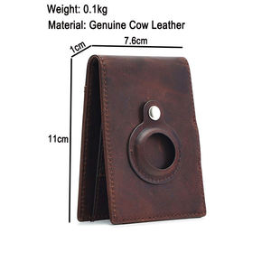 Portefeuille court rétro RFID AndoBag pour AirTag, en cuir Crazy Horse, pince à billets, porte-cartes fin pour AirTag, sac à main 1245 - Product Image 2
