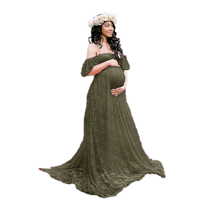 Vestido de novia largo de encaje 2025, accesorios de fotografía para mujer <span class=keywords><strong>embarazada</strong></span>, vestido de verano sin hombros, <span class=keywords><strong>ropa</strong></span> de maternidad para sesión de fotos - Product Image 1