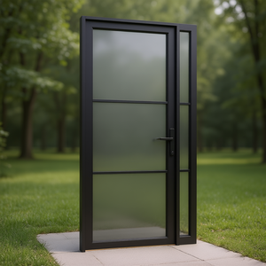 Puerta Interior Moderna de Aluminio con Acabado Negro Mate, 29.9x79.3 Pulgadas, Diseño Minimalista, Aislamiento Acústico, Superficie Acabada - Product Image 2