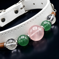 Collier pour animaux de compagnie en cristal énergétique des cinq éléments avec cuir élastique, bijoux en pierres précieuses pour chats et petits chiens