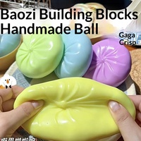 Balle Squishy Faite Main en TPR en Forme de Boulette Vapeur, Jouet Anti-Stress Réaliste avec Son de Craquellement et de Croustillement