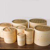 Panier vapeur en bambou naturel à 2 niveaux personnalisé pour aliments chinois Cuiseur vapeur en bois écologique avec couvercle pour la cuisson