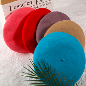 Shinehats 2024 OEM Béret en laine de haute qualité broderie personnalisée Logo Premium femmes béret uni <span class=keywords><strong>pas</strong></span> <span class=keywords><strong>cher</strong></span> prix plage fête pêche - Product Image 2