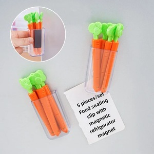 5pcs/ Set Cute Carrot Sealing <b>Clip</b> Magnetic Absorption Nano Box Small Snack Bag Tea Sealing <b>Clip</b> Artifact - Product Image 1