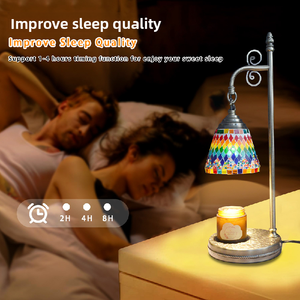 Lampe chauffe-cire rétro en verre coloré avec <span class=keywords><strong>abat</strong></span>-<span class=keywords><strong>jour</strong></span>, réglable en temps, pour bougies parfumées, cadeaux de fêtes - Product Image 4