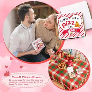 Boîtes à mini-pizzas rouges et blanches pour la Saint-Valentin, boîtes à pizzas blanches avec autocollants pour les cadeaux de fête de Noël, DIY - Product Image 6