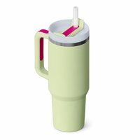 Mug de voyage amélioré en acier inoxydable de 40 oz avec poignée en silicone, double paroi isolée sous vide, sans BPA, écologique, pour le bureau et la voiture