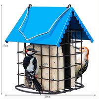 Mangeoire à oiseaux personnalisée JH-Mech, design cage durable, plusieurs ports d'alimentation, métal thermolaqué, mangeoire suspendue pour graisses d'oiseaux