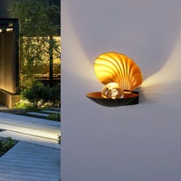 Lampe murale extérieure Tsinye Square Cylinder Seashell, IP65, étanche, solaire, LED, en alliage d'aluminium, moderne, décorative, pour jardin, patio