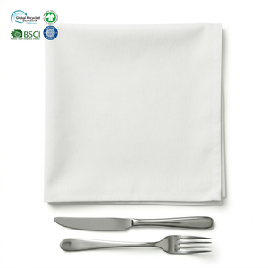 Servilletas de Tela Blancas de Polialgodón Lavables y Personalizables al por Mayor, 20x20 Pulgadas, con Borde Dobladillo, para Decoración de Recepciones de Boda de Lujo - Product Image 1