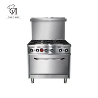 Chefmax OEM ODM Plaque de cuisson commerciale personnalisée ETL USA, cuisinière à gaz industrielle 4 brûleurs avec four