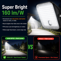Projecteur solaire super lumineux avec capteur de mouvement PIR, télécommande, étanche IP65, lumière de sécurité multi-usages réglable