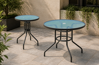 Table d'appoint en verre trempé texturé avec structure en tube métallique, 60/80 x 71 cm