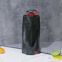 DIY Logo personnalisé 700 ml sacs à eau durables sport bouteilles d'eau pliables avec mousqueton pour voyage Camping