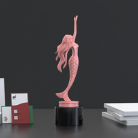Ensembles de cadeaux d'anniversaire de trophée en métal de statue de sirène d'alliage d'étain