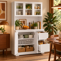 Buffet avec vitrine, 3 portes, 2 portes, 3 tiroirs, étagère ouverte, en mélamine blanche, armoire de rangement, vente en gros OEM