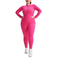 Europäisch-Amerikanischer Übergrößen-Yoga-Bodysuit mit Halbreißverschluss, Nahtlos, aus Spandex/Nylon, Transparentes Gefühl, Schlanke Passform, Hochelastisch, Schnelltrocknend, Volle Länge
