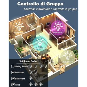 Lampadina LED Intelligente Antela E27 9W A19 in Plastica, Controllo WiFi via App, Dimmerabile, Cambio Colore RGB, Lampada da Soffitto - Product Image 4