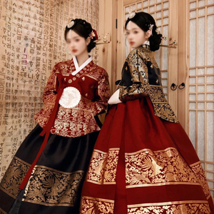 Hanbok Estilo <span class=keywords><strong>Palacio</strong></span> para Mujer, Ropa Étnica Chapada en Oro para Fotografía <span class=keywords><strong>de</strong></span> Viajes, Vestidos Vintage Coreanos para Bodas y Danza - Product Image 1