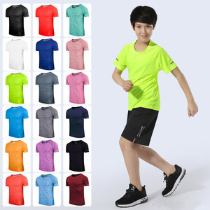 Maglietta sportiva con Logo personalizzato in poliestere 100% Unisex per bambini e adulti con asciugatura del sudore a manica corta per allenamento e magliette da allenamento - Product Image 1