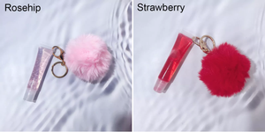 Private Label Clear Lipgloss Keychain <span class=keywords><strong>Kit</strong></span> de vente en gros Vegan Squeeze Tube Gloss à lèvres rose brillant parfumé de luxe <span class=keywords><strong>avec</strong></span> pompon - Product Image 6