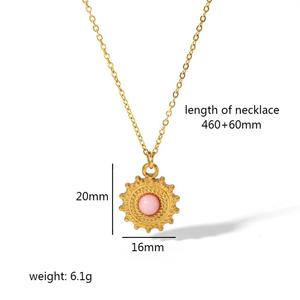 Vintage Style Natural Stone Stainless Steel Necklace For Women 18K Gold Plated <b>Titanium</b> Steel Clavicle <b>Chain</b> Jewelry Geometric - Product Image 4