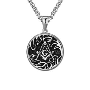 Collar Masónico de Estilo Vintage para Hombre, Colgante Grande Plateado con la Letra G, Joyería de Acero Inoxidable con Amuleto Masónico - Product Image 1