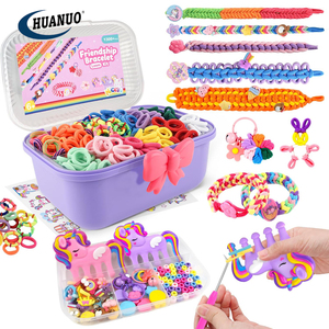 Kit de tissage pour enfants, plus de 1000 pièces, kits d'artisanat DIY pour enfants avec 2 peignes à tisser, cadeaux de Pâques, kit de fabrication de bracelets, cadeaux pour filles - Product Image 1