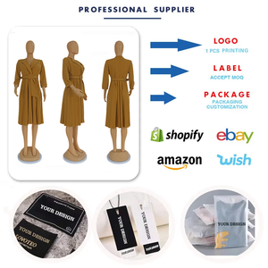 Vestidos Elegantes de Escritório Outono D3291 para Mulheres, Casuais com Gola de Terno, Manga Curta Plissada, Estilo Africano, Para Carreira - Product Image 2