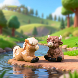 <span class=keywords><strong>Miniatura</strong></span> de Vaca y Caballo, Micropaisaje, Decoración de Oficina, Jardín, Escritorio, Mesa de Fiesta, Mini Figuras de Animales de Resina, Adornos - Product Image 4