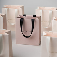 Sacs en papier de luxe personnalisés PandaSew avec logo imprimé, 200 g/m², avec poignée en ruban, sacs en papier pour boutique, sacs cadeaux