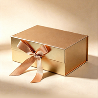 Caja de Regalo Plegable de Color Sólido, con Lazo, Tapa Abatible de una Pieza, Diseño Estampado, para Fiestas, Caja para Archivar