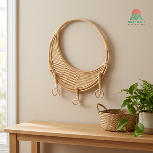 Nhat Minh Round Wall <b>Hanger</b> Woven from <b>Plant</b> Fibers – Bohemian Style (Single Item) - Product Image 3