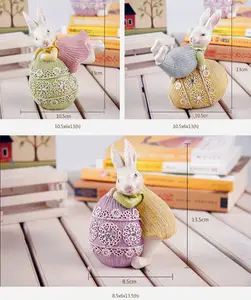 हस्तनिर्मित मिनी उपहार राल बुनाई शैली खरगोश आभूषण क्रिसमस शिल्प छोटे जानवरों की मूर्ति कार्टून प्यारा ईस्टर बनी सूट