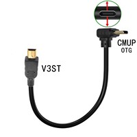 Adaptor Transfer Data Kamera OTG Berlapis Emas Tipe-C Male Sudut Kanan ke V3 Mini Micro USB 5-Pin