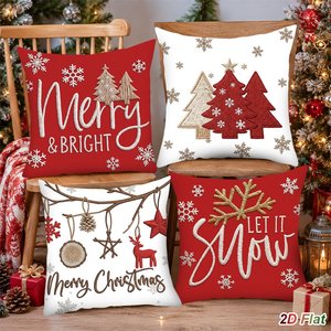 Lot de <span class=keywords><strong>4</strong></span> housses de coussin décoratives en tissu peau de pêche pour Noël, cadeaux du Père Noël, décorations de Noël, cadeaux de fête personnalisés - Product Image 1