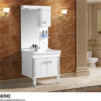 Meuble-lavabo de salle de bain en PVC de style européen, blanc avec bordure verte, personnalisable, pour hôtel, appartement, villa