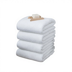 <span class=keywords><strong>Serviette</strong></span> de Bain Rectangulaire Unie en Coton Blanc 500g pour Hôtels, Salons de Beauté, Fitness, Cadeaux, Usines et Piscines – Bordure Tissée Simple - Product Image 1