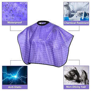 Capa de Peluquería Profesional Impermeable de Alta Calidad, Ecológica, Teñida con Aceite, Antiadherente, Transparente, Gris, Corta - Product Image 2