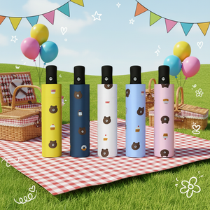 Großhandel 3-fach Faltbarer UV-Schutz Regenschirm Cartoon-Bär Werbeartikel Beliebter UV-Schutz 8-Rippen Automatischer Faltschirm Mit Logo - Product Image 2