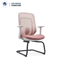 Chaise de bureau Chaise visiteur confortable avec accent rose pour les invités en attente Mobilier de bureau en gros