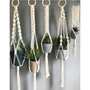 Mini porte-plante en macramé ajouré, <span class=keywords><strong>support</strong></span> pour nid de plantes, style Boho, tenture murale, décoration intérieure moderne pour plantes succulentes, tillandsie - Product Image 1