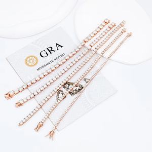 Hip Hop 2-6mm Men Women 925 Sterling Silver Rhodium Plated GRA Certified Brilliant Cut <b>Moissanite</b> Diamond Tennis <b>Chain</b> Bracelet - Product Image 1