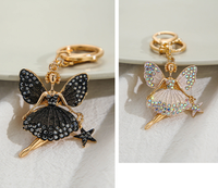 Porte-clés en gros avec strass, ballerine en cristal, danseuse de ballet, breloque de sac mignonne, pendentif en métal pour filles