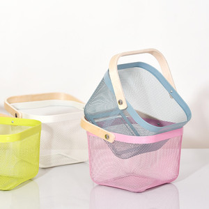 Morezhome lưu trữ nhà bếp giỏ gỗ vuông treo dây kim loại lưới cho Giỏ Dã Ngoại - Product Image 4